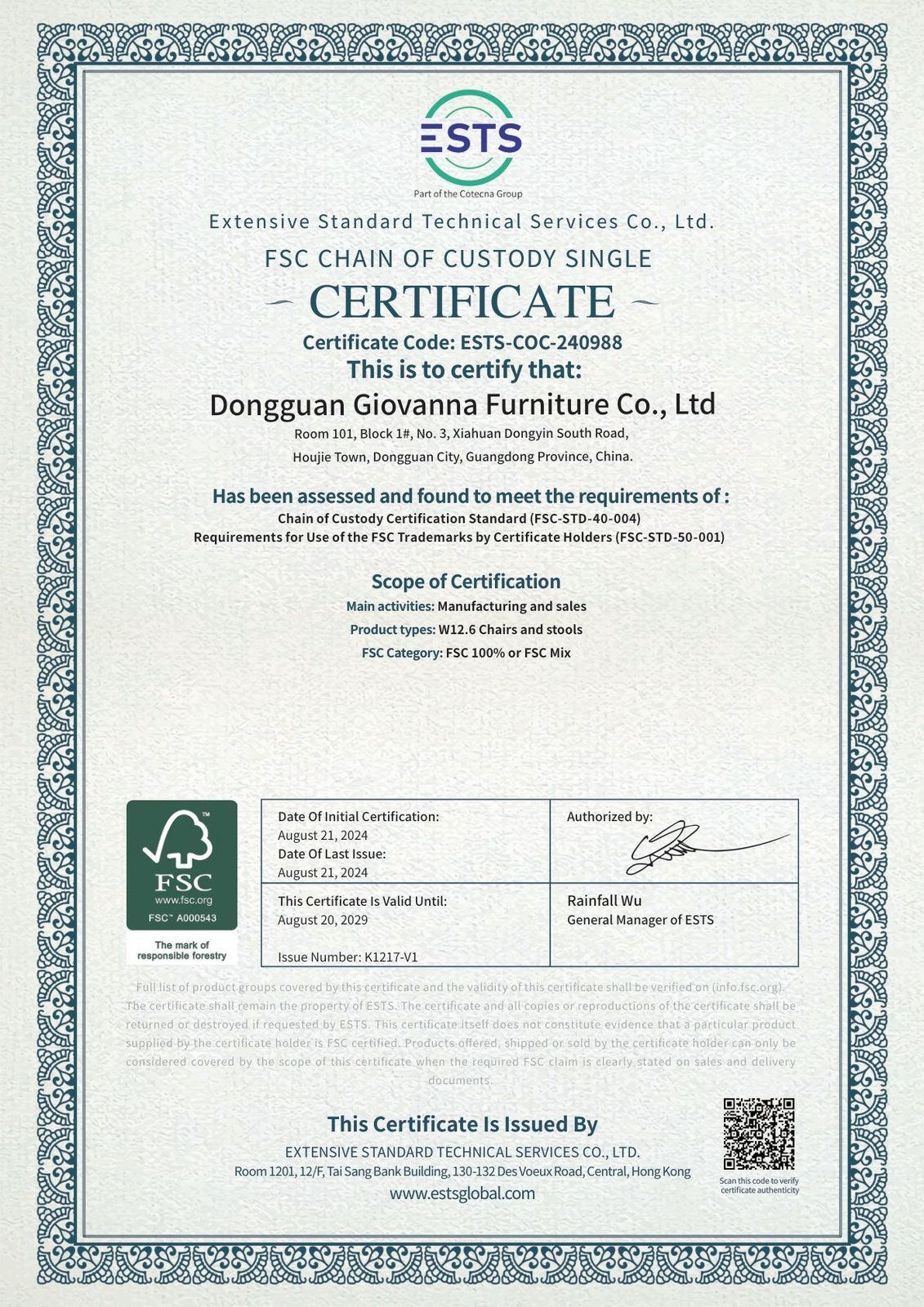 FSC Certificate Preview